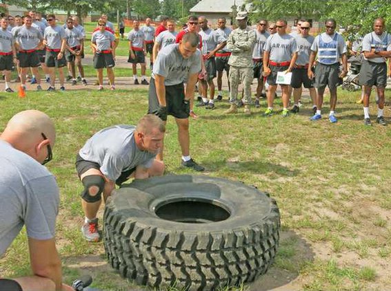 Corns doing tire flip