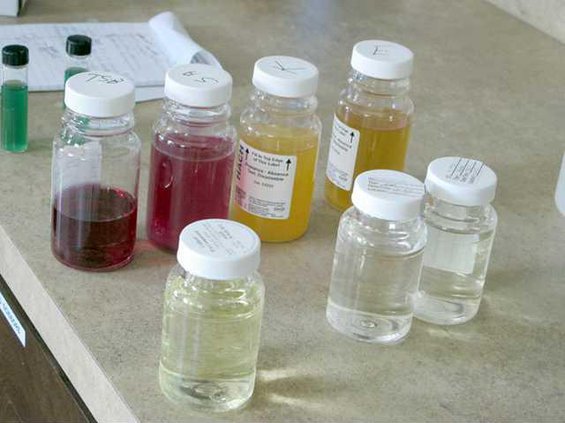 water samples with test contaminated standard