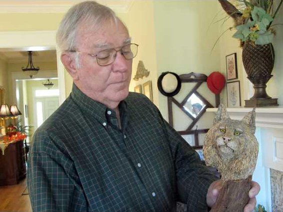 Browing with bobcat carving