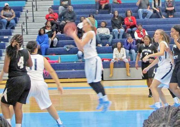 Katie Estill puts up 2 of her 23 pts against Appling Co