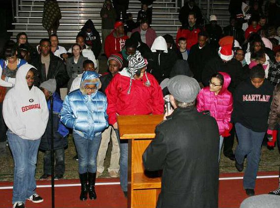 Pastor Allen Darsey talks to youngsters