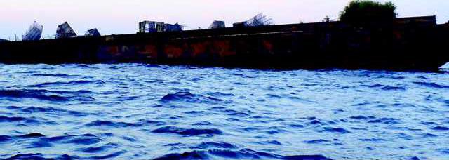Stern of barge begins to sink at Artificial Reef KC - 9 nautical miles East of Wassaw Island 1